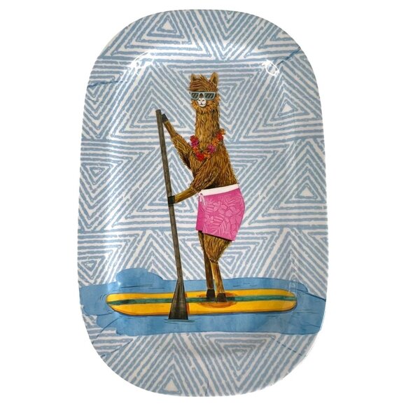 Set Of 3 Novogratz Rectangular Melamine Plates Llama Glasses Giraffe Ice Cream - Picture 6 of 7